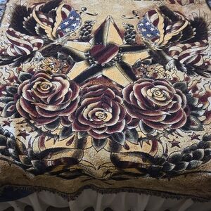 Harley-Davidson Patriotic Star, Eagles and Roses Tapestry - Vintage
